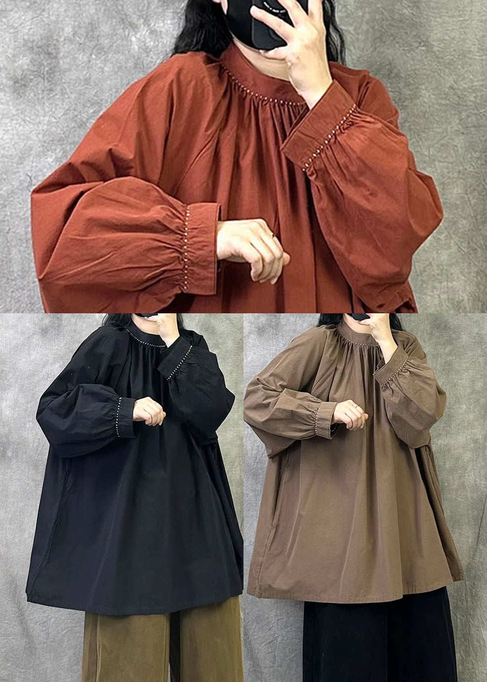 Pull Femme Col Montant Style Décontracté Grandes Tailles Automne 4