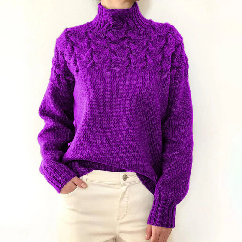 Pull Femme Col Montant Torsadé 12