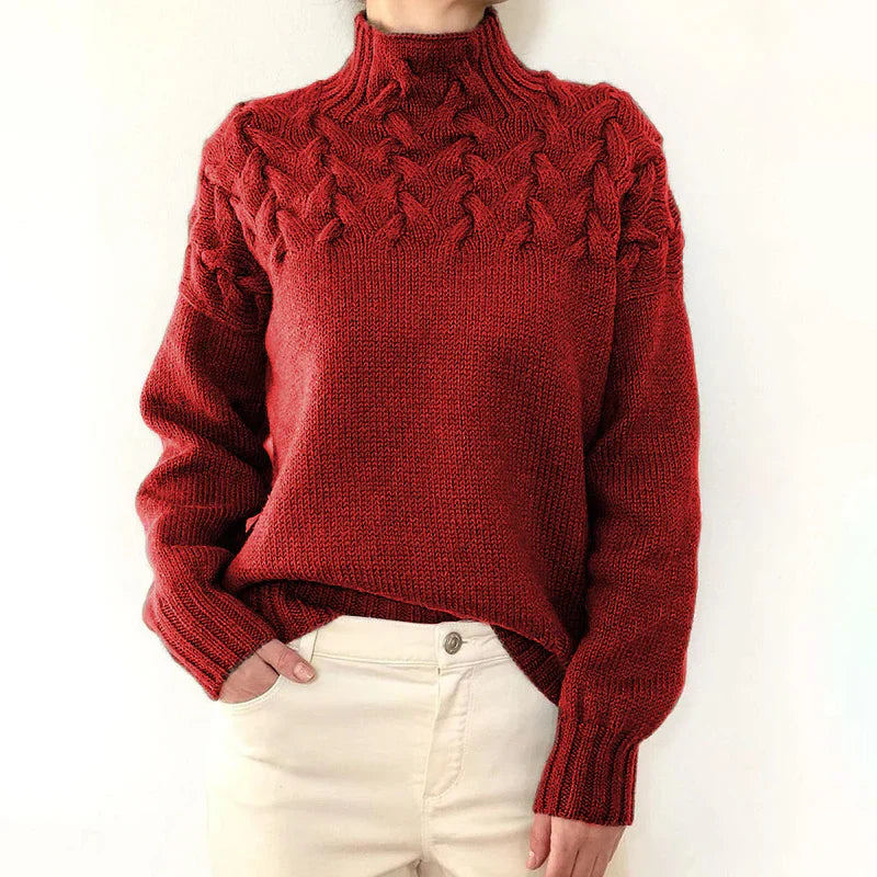 Pull Femme Col Montant Torsadé 1