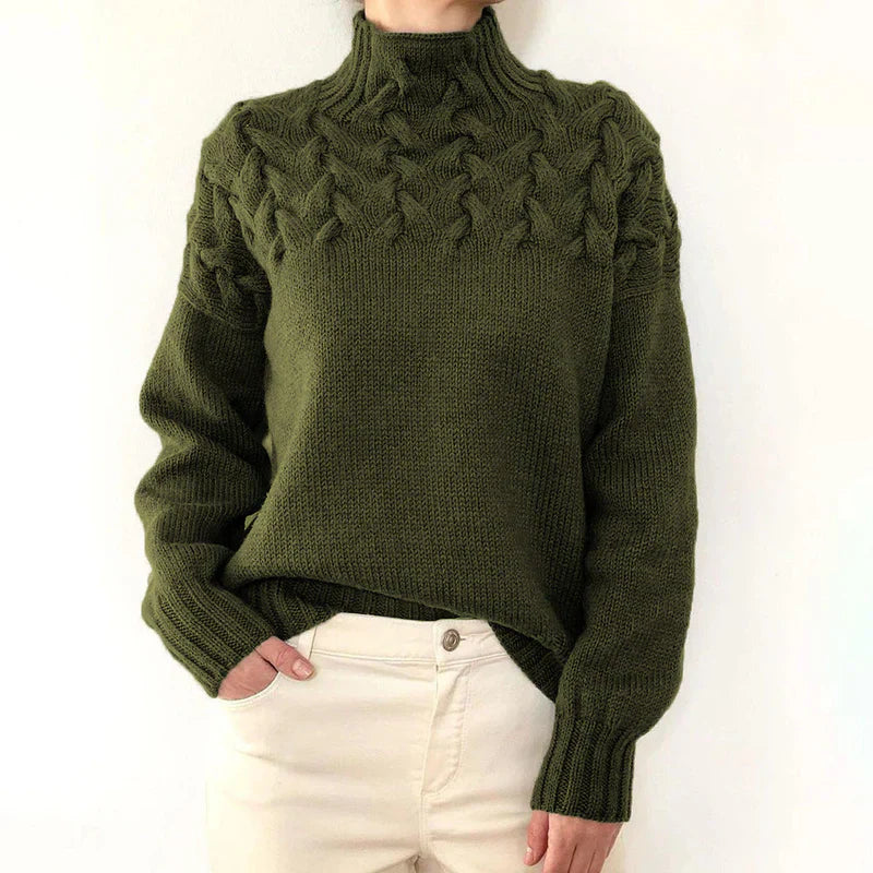 Pull Femme Col Montant Torsadé 2