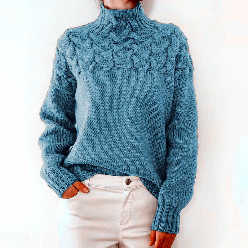 Pull Femme Col Montant Torsadé 7