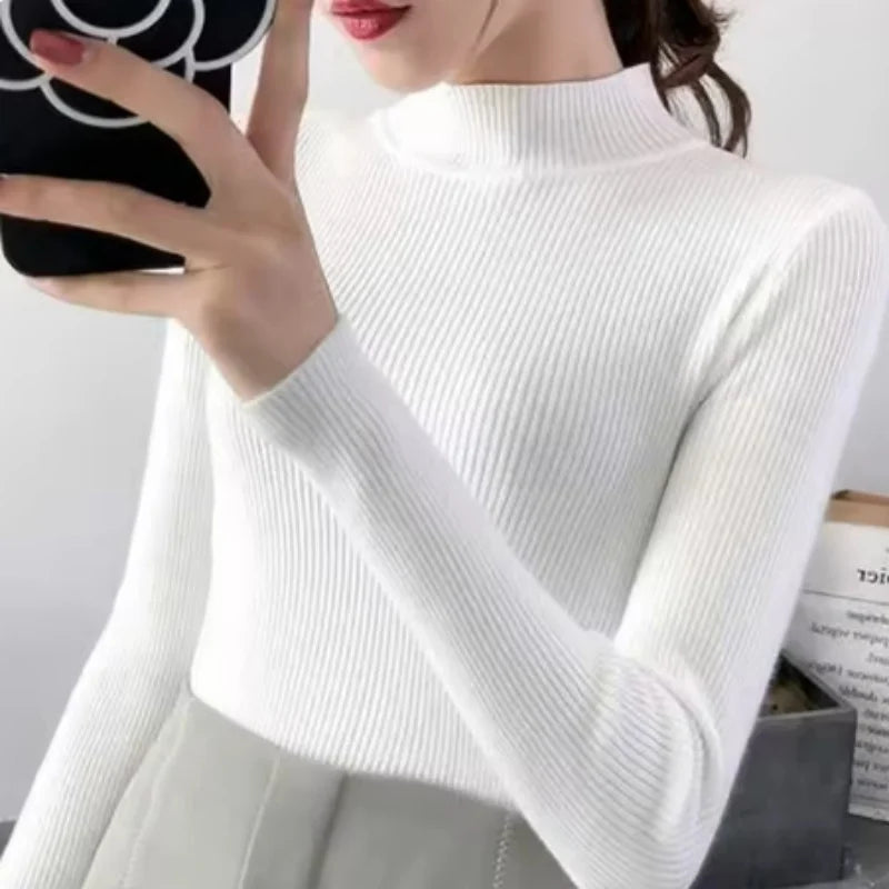 Pull Femme Col Montant Tricoté Vintage 7