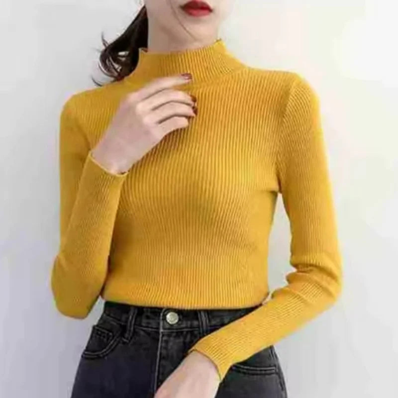 Pull Femme Col Montant Tricoté Vintage 9