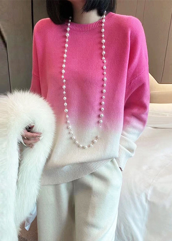 Pull Femme Col Rond Dégradé Rose Automne 0