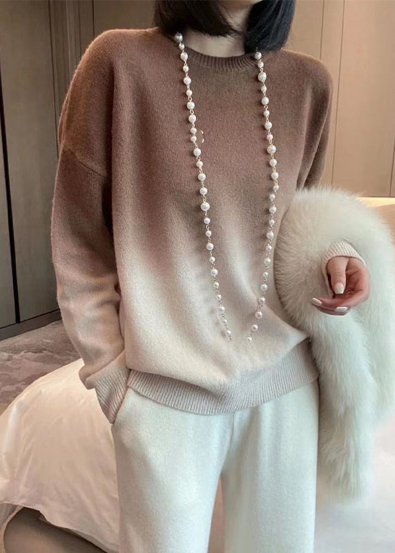 Pull Femme Col Rond Dégradé Rose Automne 1