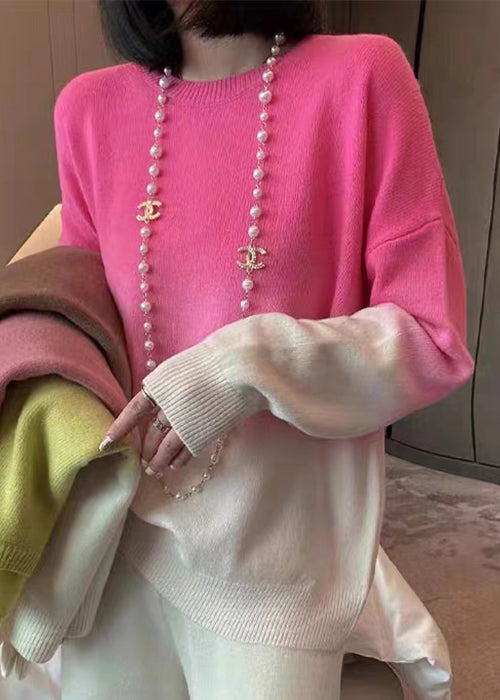 Pull Femme Col Rond Dégradé Rose Automne 4