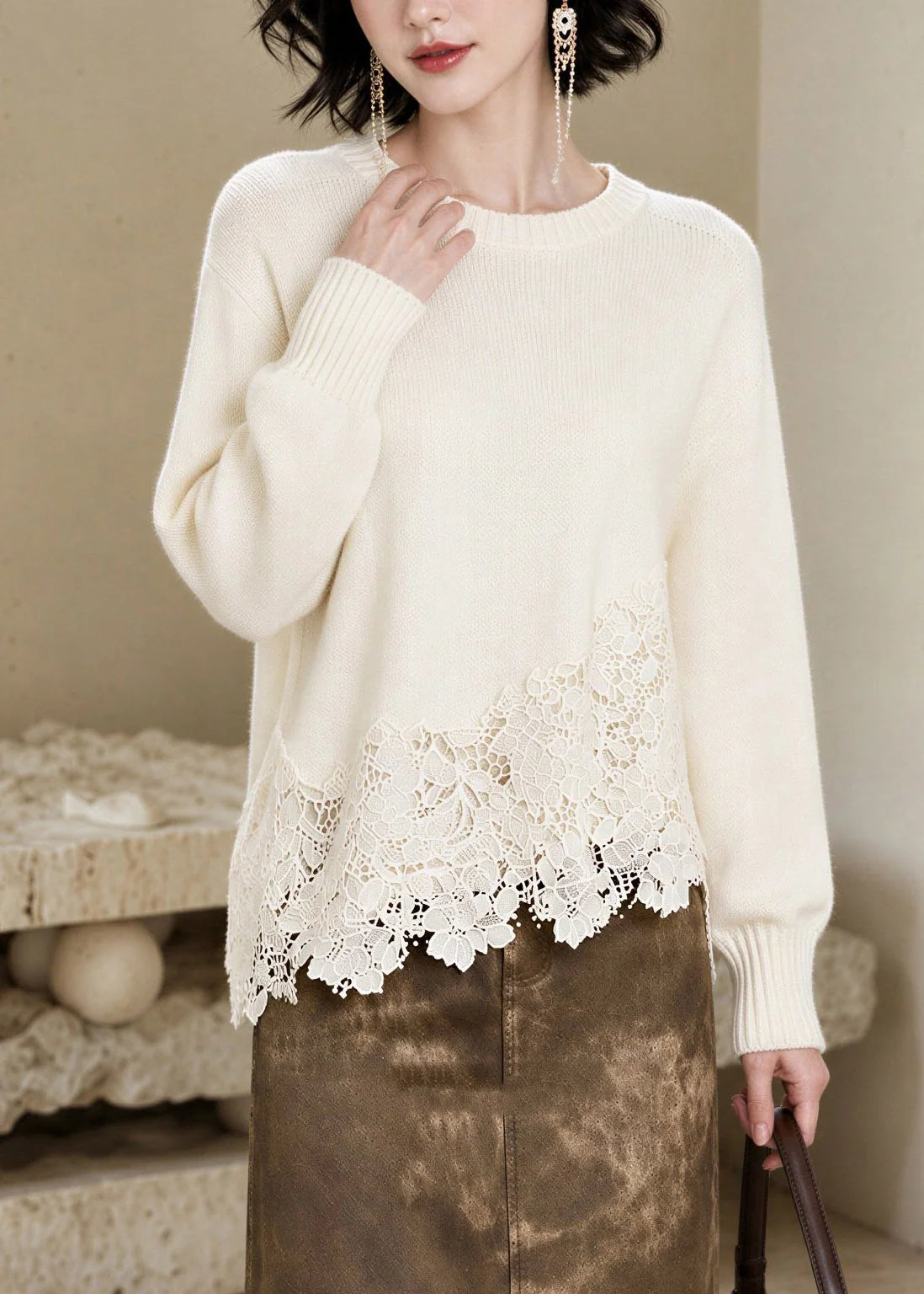 Pull Femme Col Rond Manches Longues Style Décontracté 2