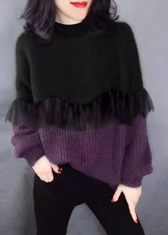 Pull Femme Col Rond Patchwork Automnal 0