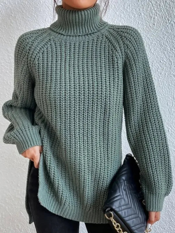 Pull Femme Col Roulé Ample avec Manches Raglan 5