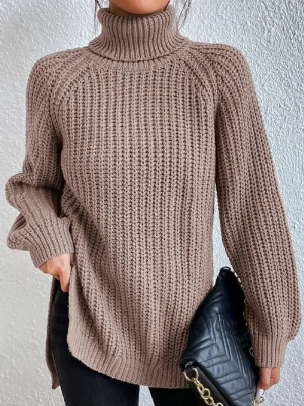 Pull Femme Col Roulé Ample avec Manches Raglan 6