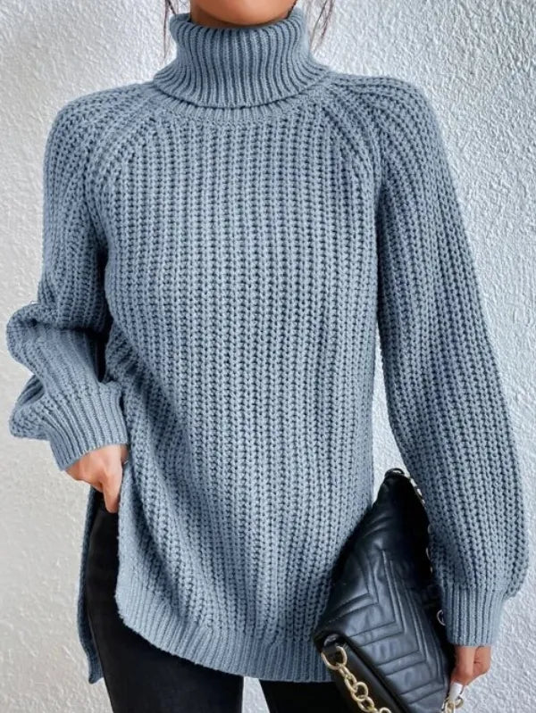 Pull Femme Col Roulé Ample avec Manches Raglan 7