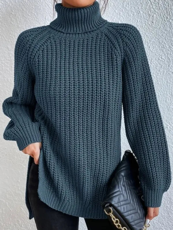 Pull Femme Col Roulé Ample avec Manches Raglan 8