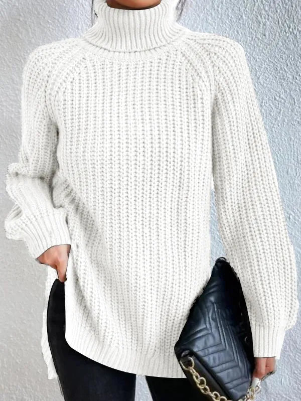 Pull Femme Col Roulé Ample avec Manches Raglan 9