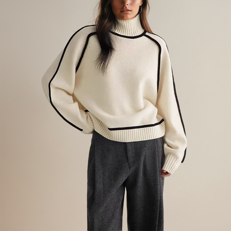 Pull Femme Col Roulé Cachemire Doux Élégant 1