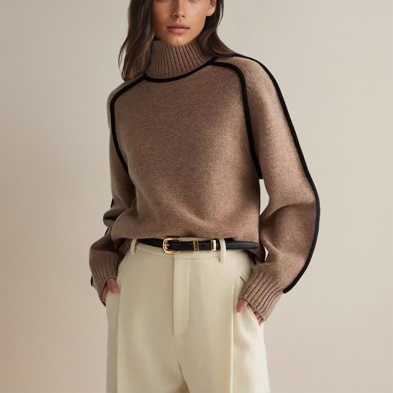 Pull Femme Col Roulé Cachemire Doux Élégant 2