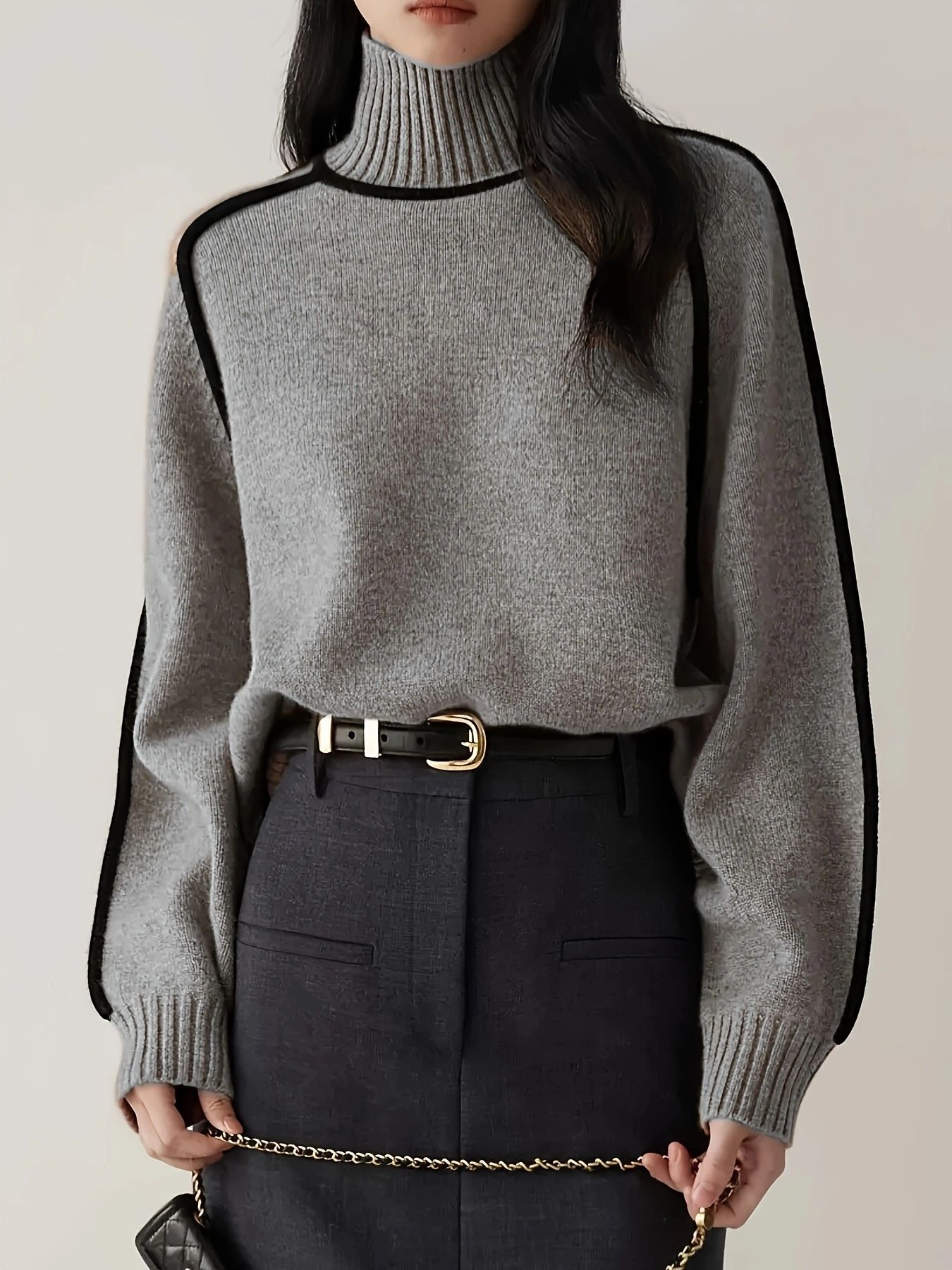 Pull Femme Col Roulé Cachemire Doux Élégant 8