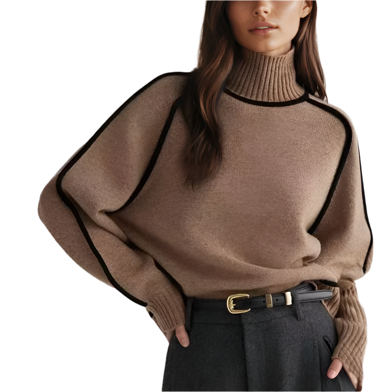 Pull Femme Col Roulé Chaud en Tricot pour l'Hiver 0