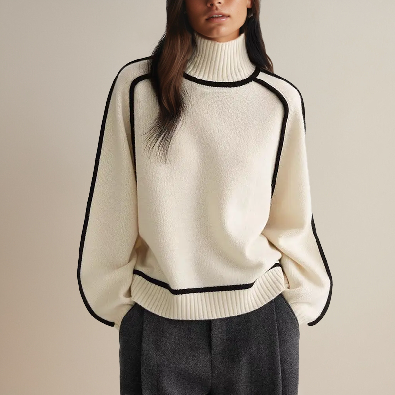 Pull Femme Col Roulé Chaud en Tricot pour l'Hiver 1