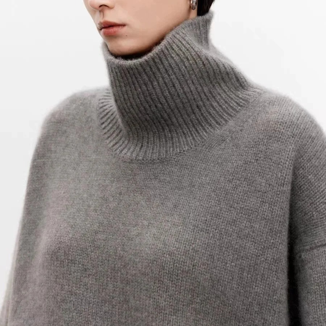 Pull Femme Col Roulé Classique Chic 3