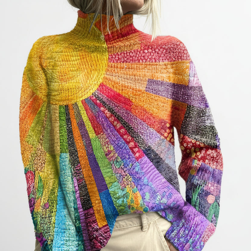 Pull Femme Col Roulé Coloré Design Unique 0
