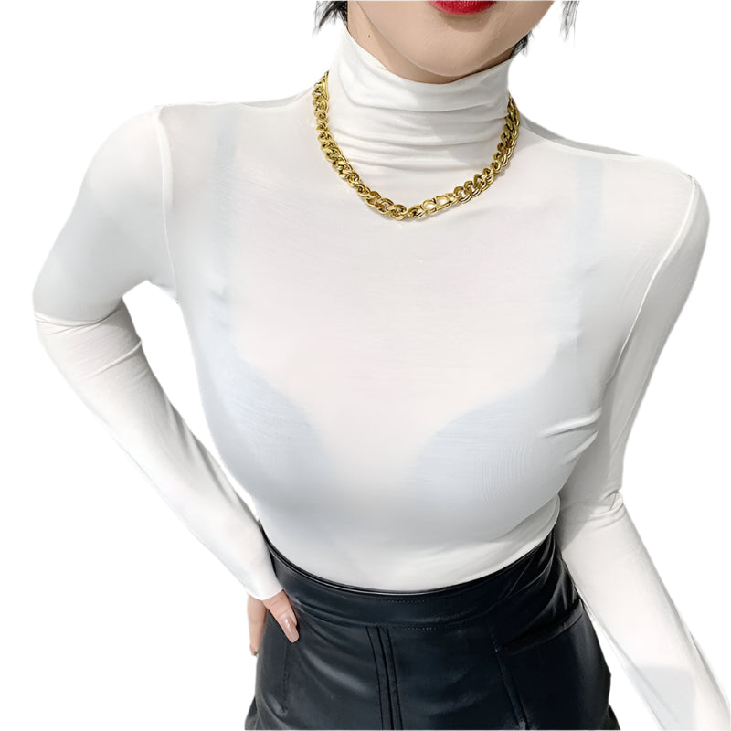 Pull Femme Col Roulé Décontracté en Maille Douce 0