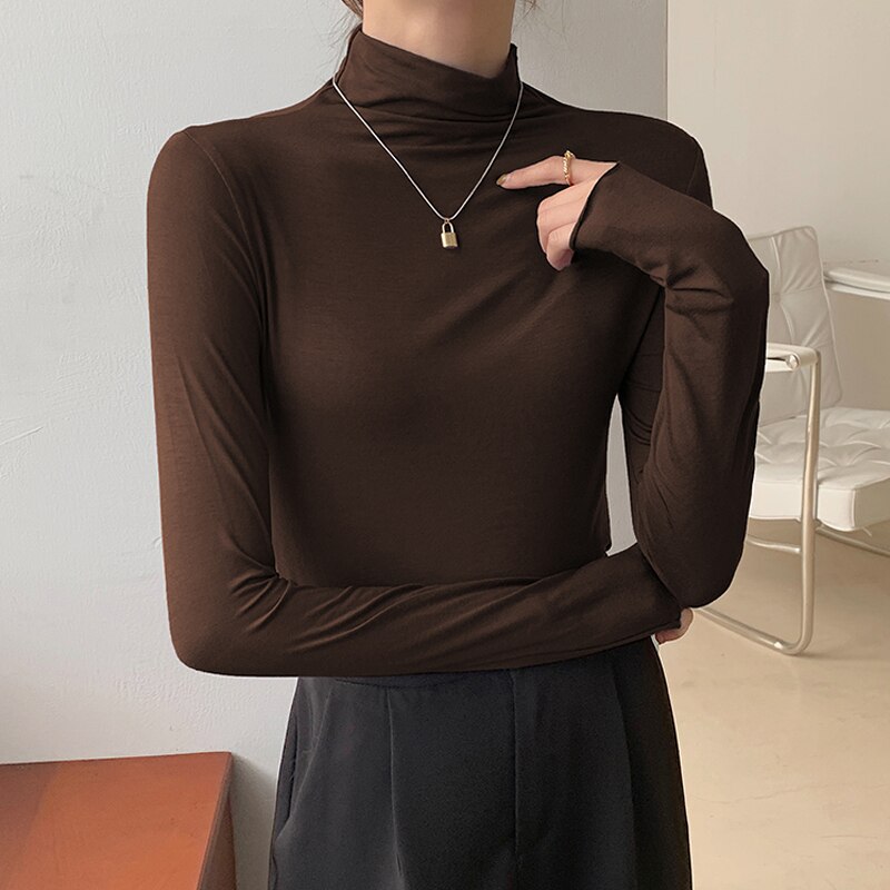 Pull Femme Col Roulé Décontracté en Maille Douce 3