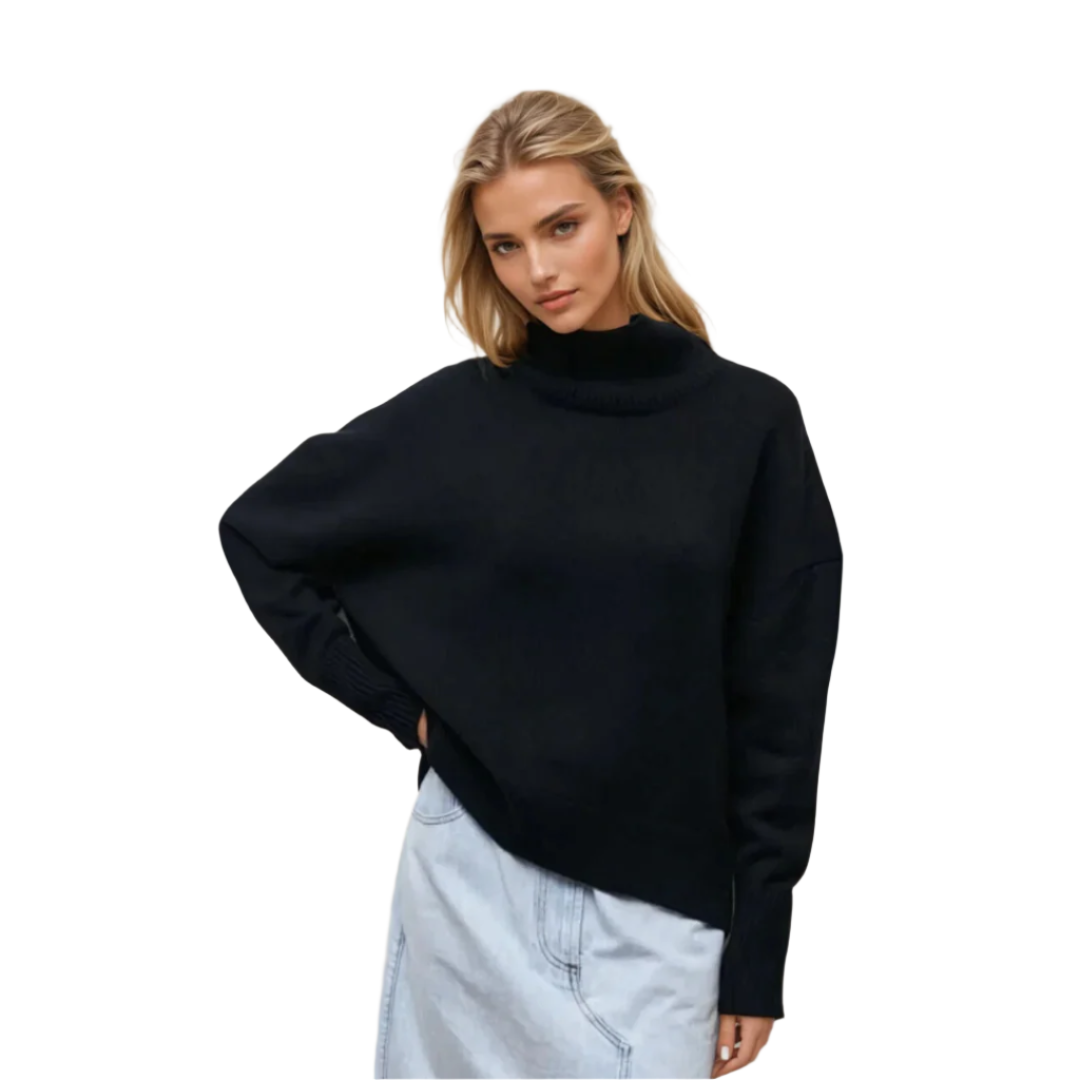 Pull Femme Col Roulé Élégant en Tricot 0