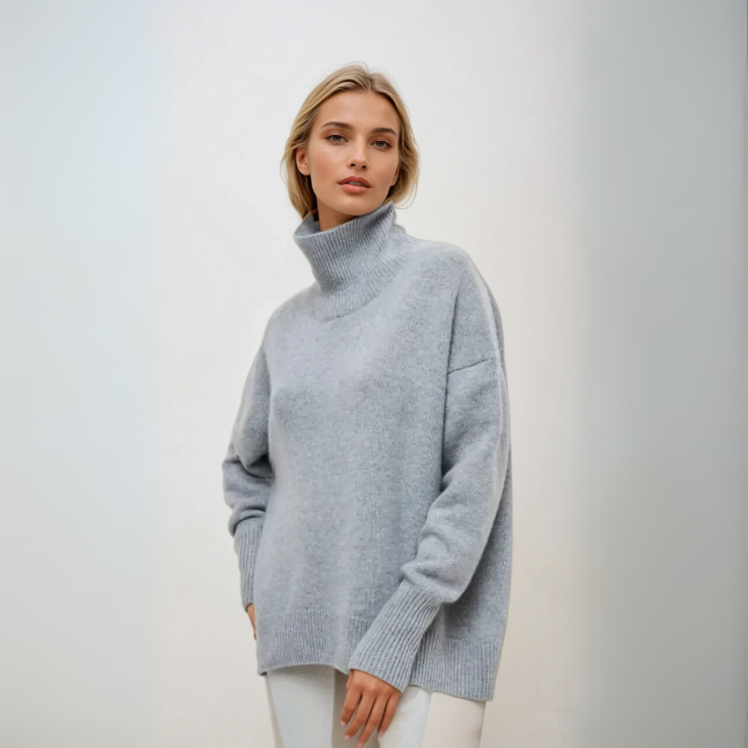 Pull Femme Col Roulé Élégant en Tricot 1