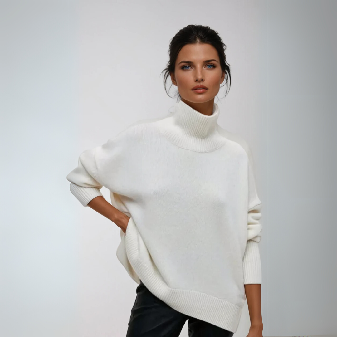 Pull Femme Col Roulé Élégant en Tricot 2