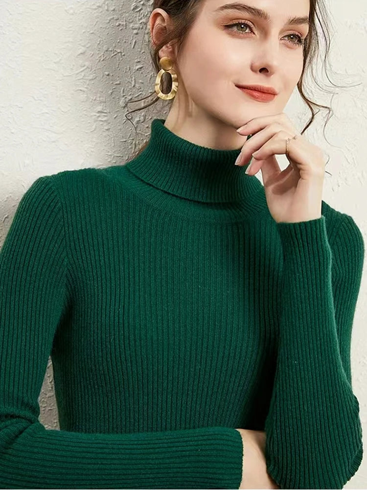 Pull Femme Col Roulé Tricoté À Rayures Acrylique Polyester 9