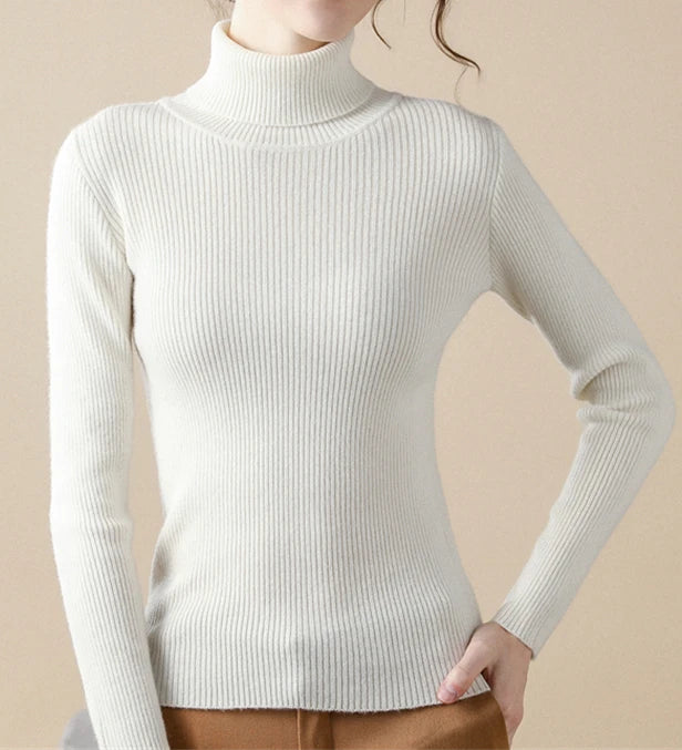 Pull Femme Col Roulé Tricoté Automne Hiver 11