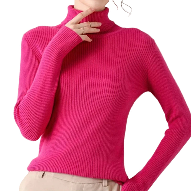 Pull Femme Col Roulé Tricoté Automne Hiver 16