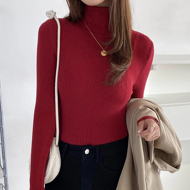 Pull Femme Col Roulé Tricoté Automne Hiver 18