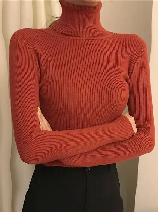 Pull Femme Col Roulé Tricoté Automne Hiver 22