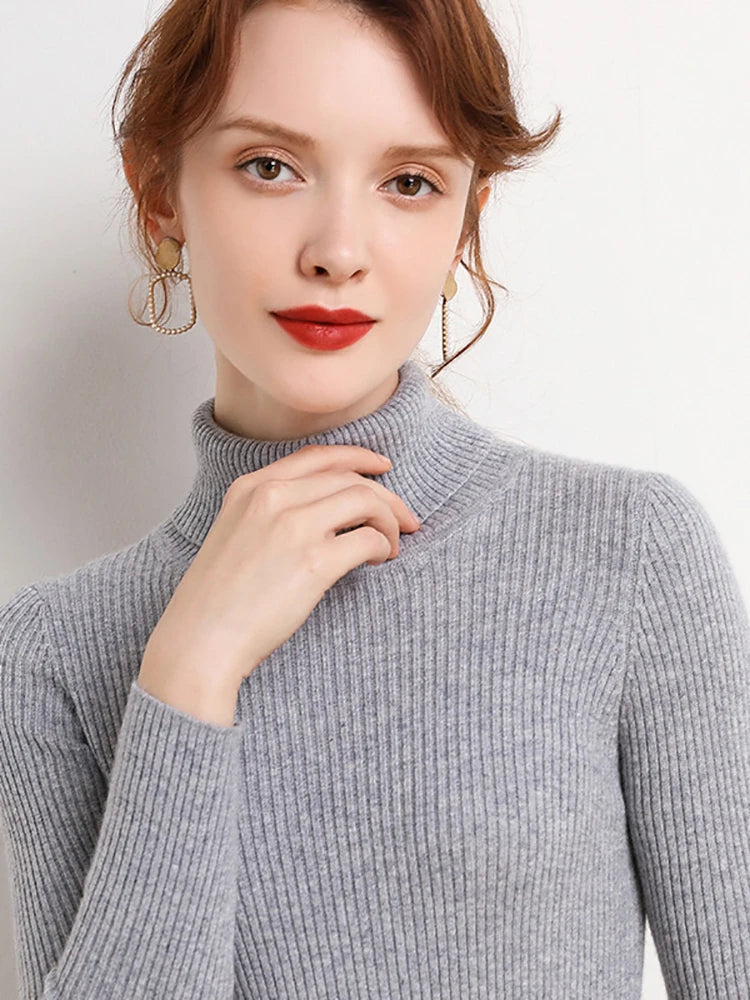 Pull Femme Col Roulé Tricoté Automne Hiver 24