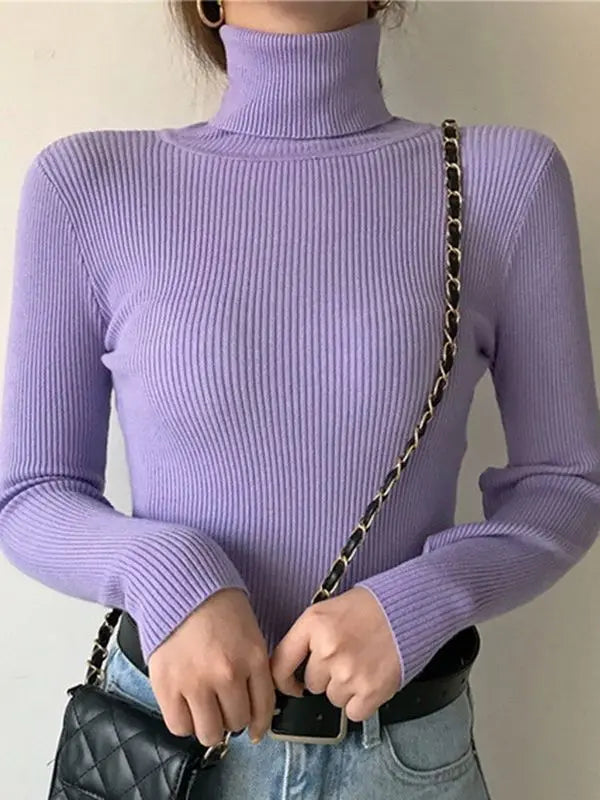 Pull Femme Col Roulé Tricoté Automne Hiver 26