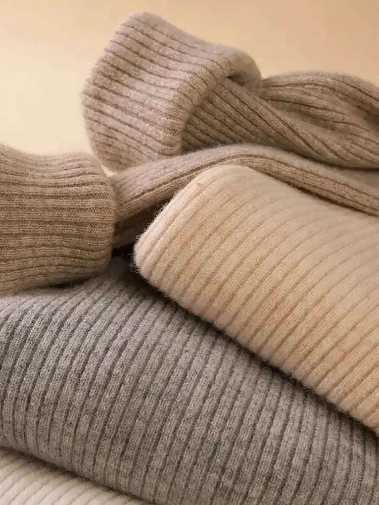 Pull Femme Col Roulé Tricoté Automne Hiver 5