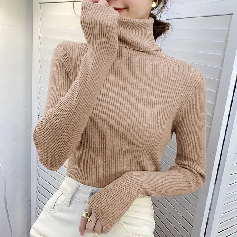 Pull Femme Col Roulé Tricoté Automne Hiver 7