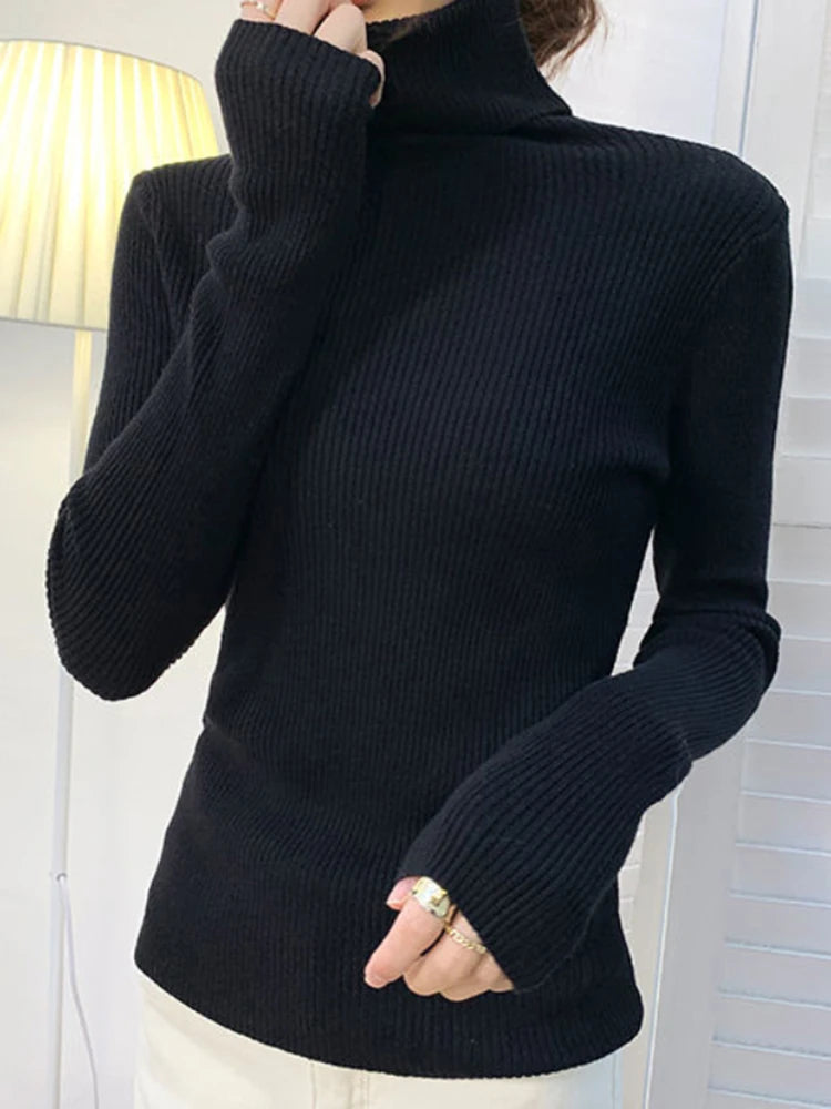 Pull Femme Col Roulé Tricoté Automne Hiver 8