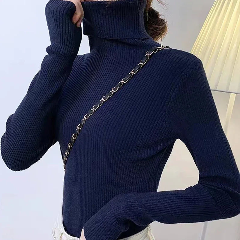 Pull Femme Col Roulé Tricoté Automne Hiver 9