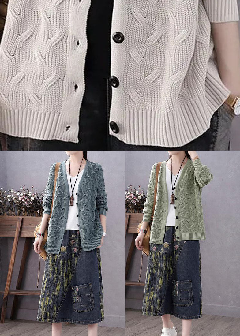 Pull Femme Col V Boutonné Casual Automne Tricoté 4