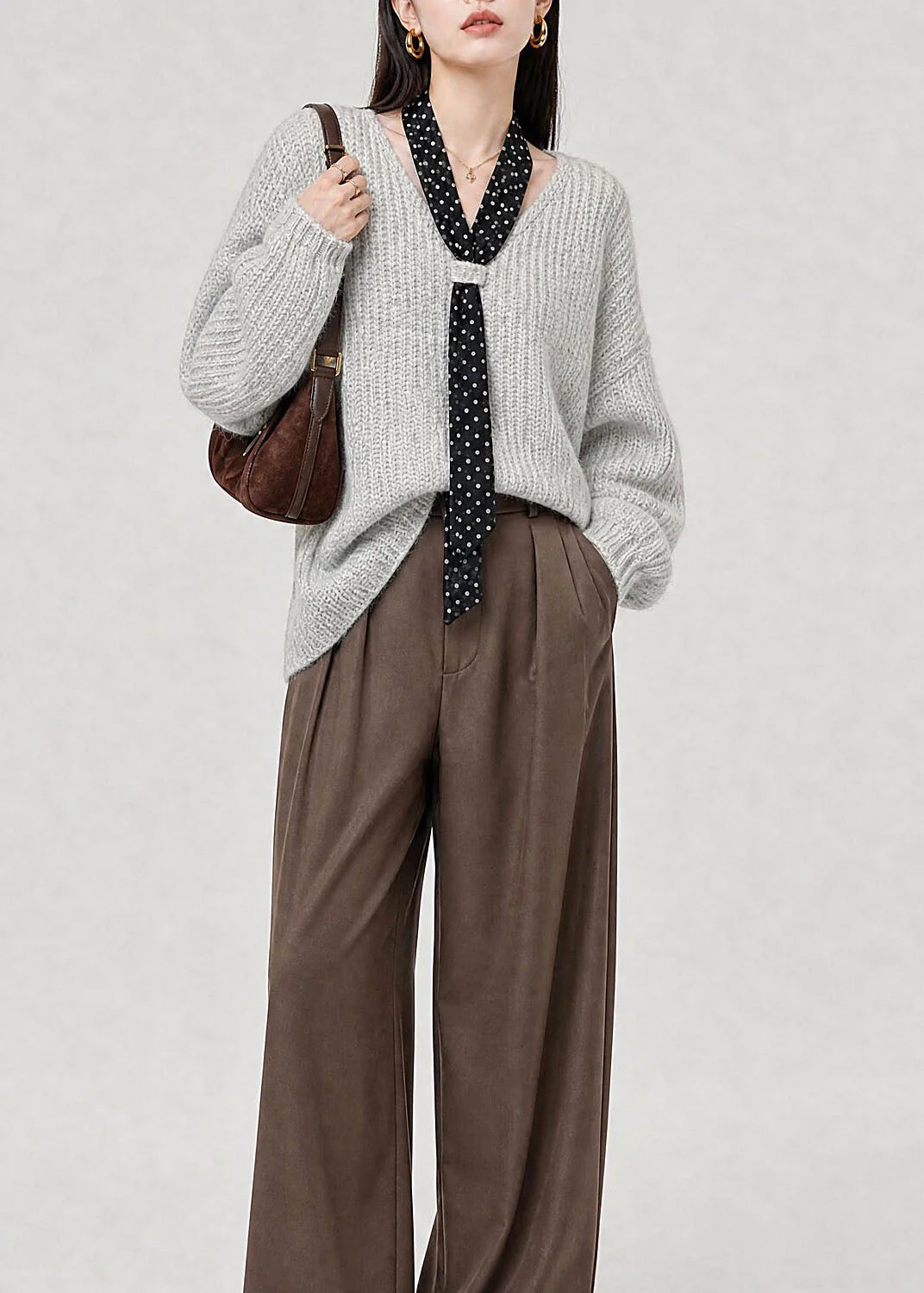 Pull Femme Col V avec Lacets Style Hiver 3