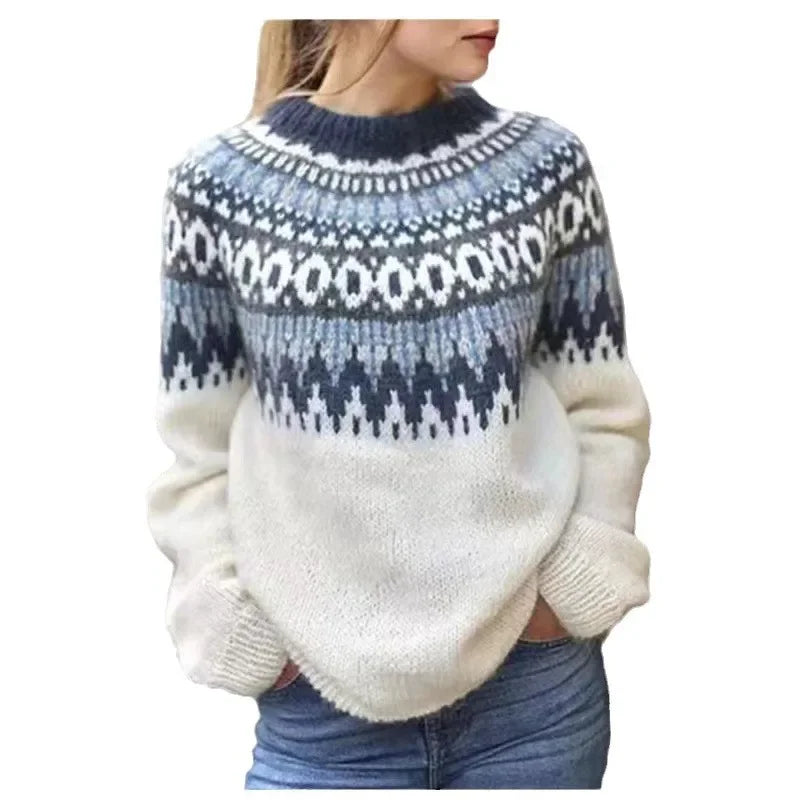 Pull Femme Coloré en Tricot à Col Rond Casual 4