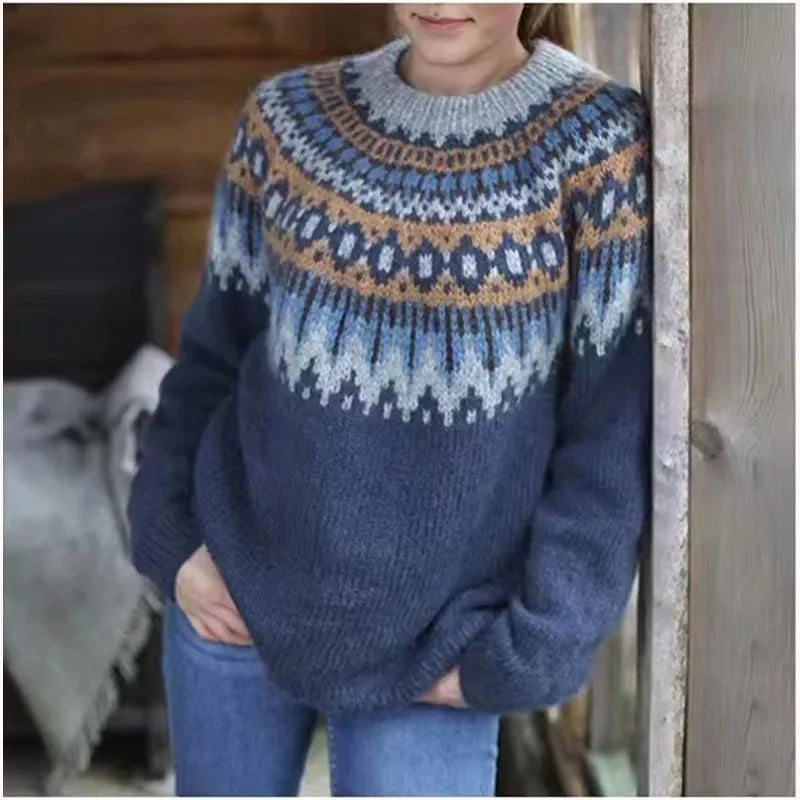 Pull Femme Coloré en Tricot à Col Rond Casual 5