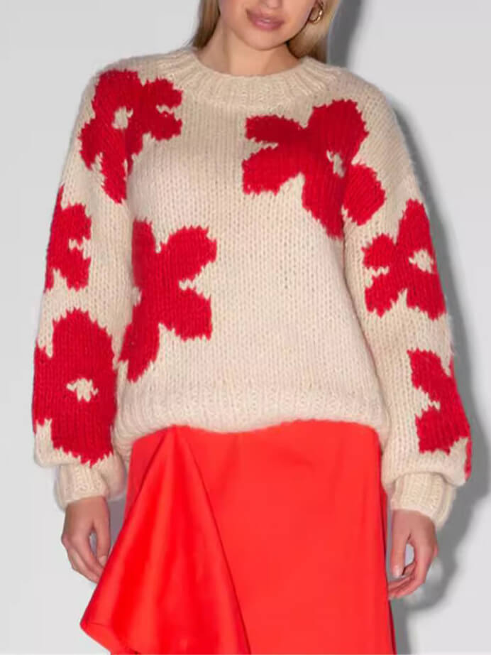 Pull Femme Floral Col Rond Décontracté 3