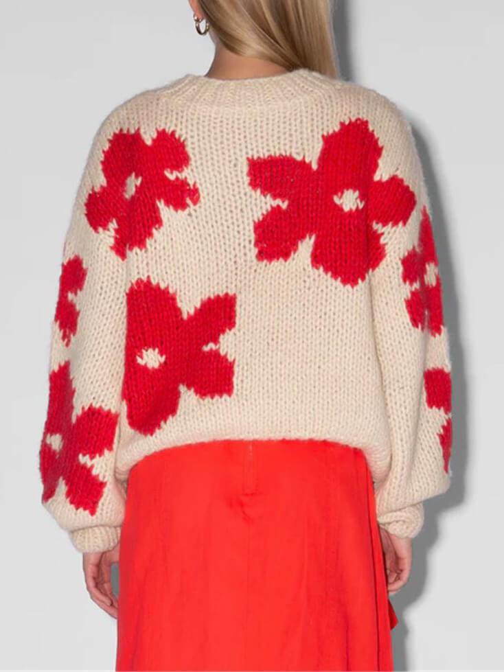 Pull Femme Floral Col Rond Décontracté 4