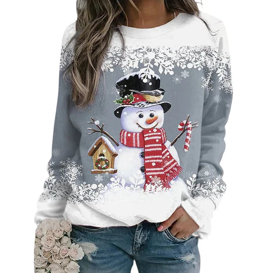 Pull Femme Motif Bonhomme de Neige Décontracté pour Noël 4