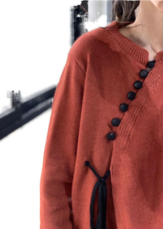 Pull Femme O-Neck Asymétrique à Boutons Chic 4