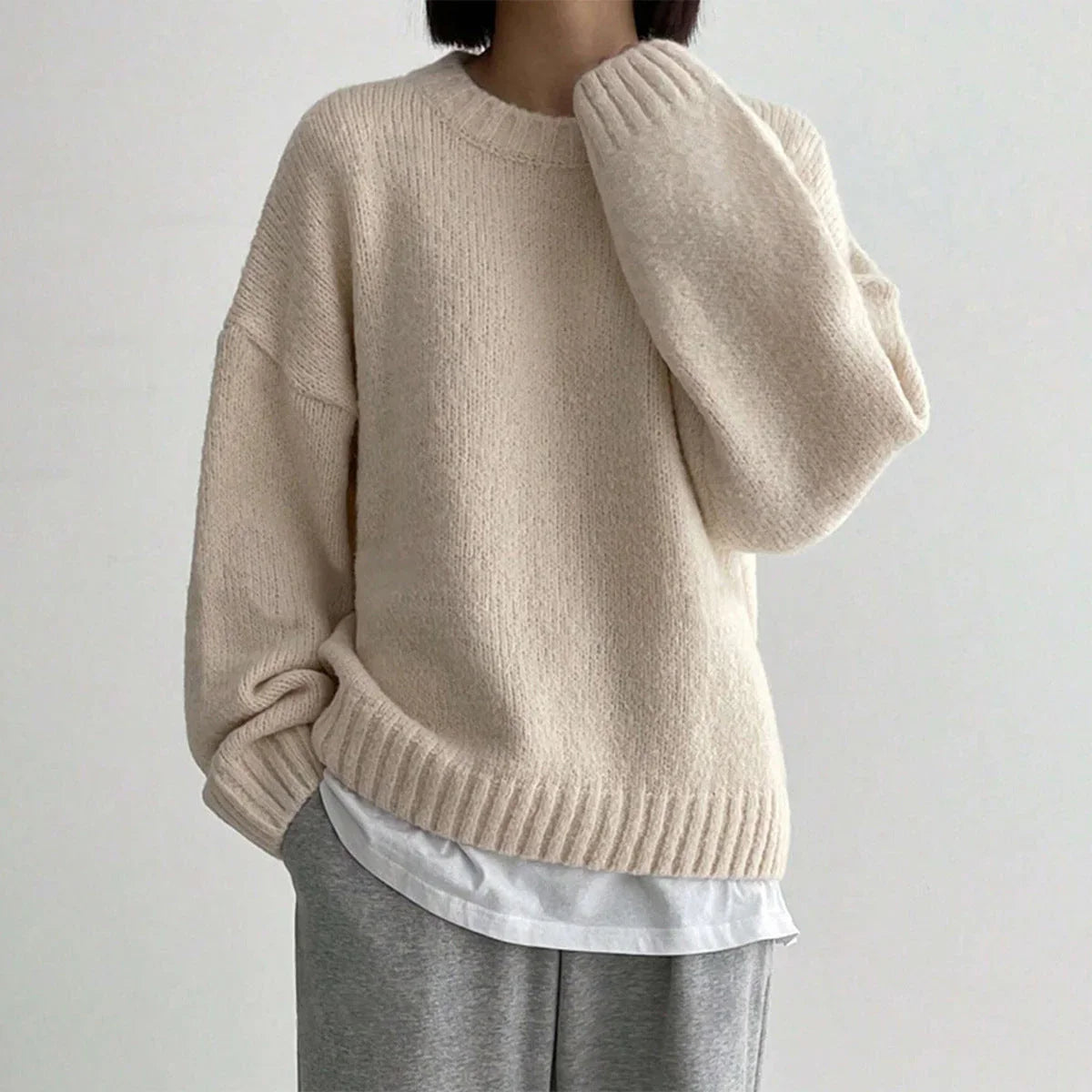 Pull Femme Oversize Col Rond Chic 1
