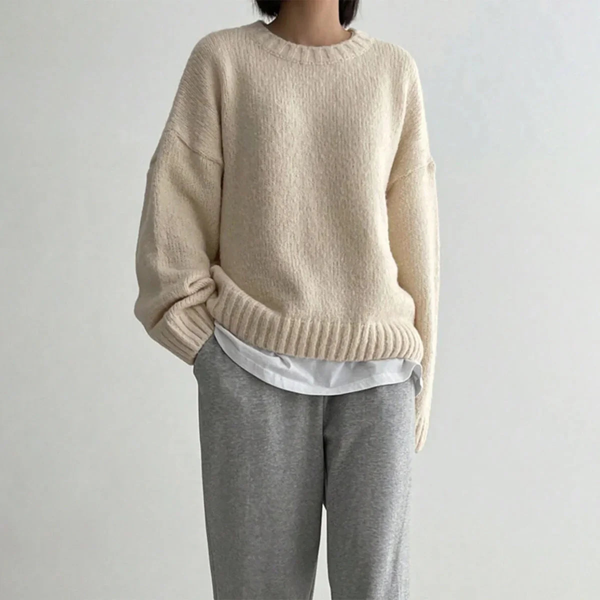 Pull Femme Oversize Col Rond Chic 2